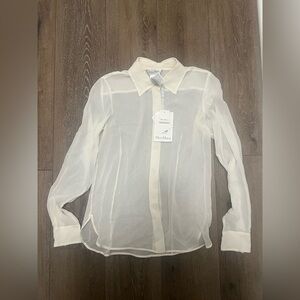 MaxMara Sheer Silk Button Down Blouse